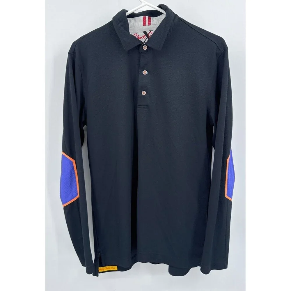 Robert Graham Polo Shirt Mens M Black Casual Elbow Patch - Picture 1 of 7